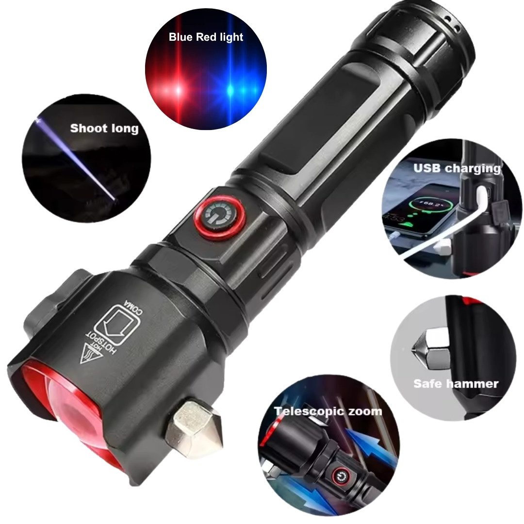 8 in 1 Portable LED Flashlight || Rechargeable LED Torch & Emergency Tool